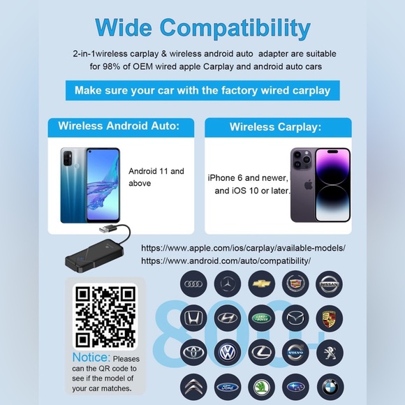 Wireless CarPlay Adapter & Android Auto Wireless Adapter,Upgrade Wireless - Picture 5 of 7